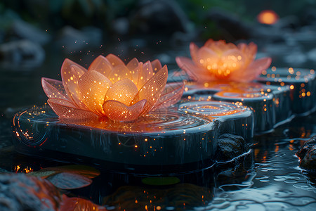 水上漂浮的花朵背景图片