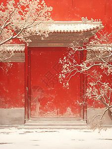 红色大门背景图片