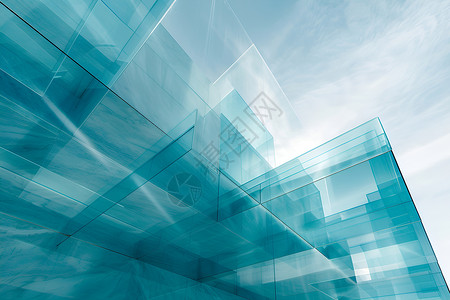 透明与素材蓝玻璃建筑与天空设计图片