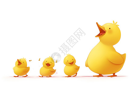 鸭宝宝微笑的小黄鸭们插画