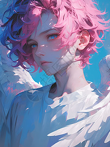 粉红色头发的天使背景图片