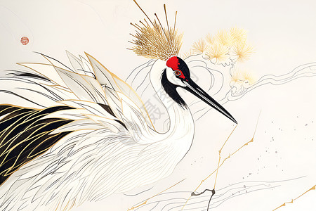 舞动的红冠鹤背景图片