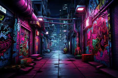 彩绘的巷子背景图片