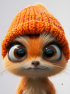 橙色帽子的小动物玩具背景图片