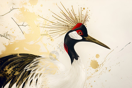红冠鹤的永恒之美背景图片