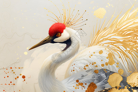 永恒美紫罗兰红顶鹤的永恒美态插画