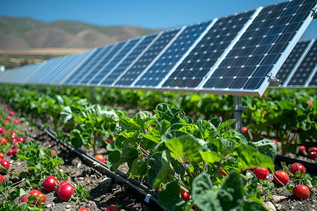 未来农业太阳能农业系统中的农场之美背景