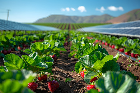 太阳能与农田的完美融合背景图片