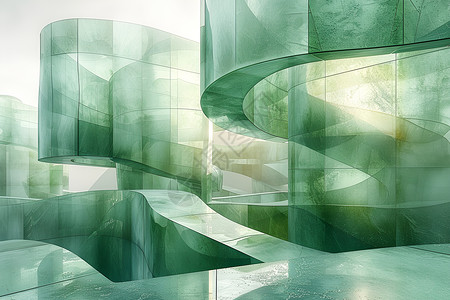 水晶立方体的抽象建筑背景图片