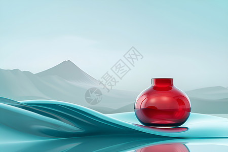 红色陶罐一个红色的花瓶插画