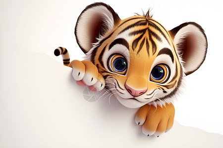 虎幼崽可爱的小老虎插画