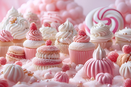 零食美味粉色的蛋糕背景