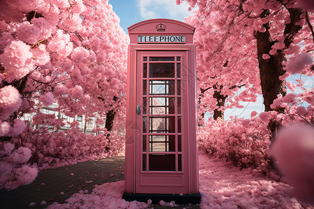 粉色古董电话亭背景图片