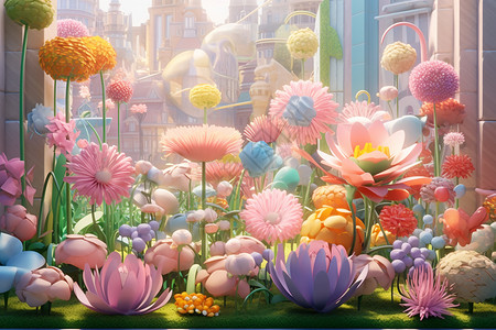 梦幻粉色花园背景图片
