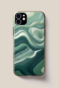 绿色水波纹金属质感手机壳高清图片