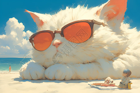 戴着太阳镜的猫咪背景图片