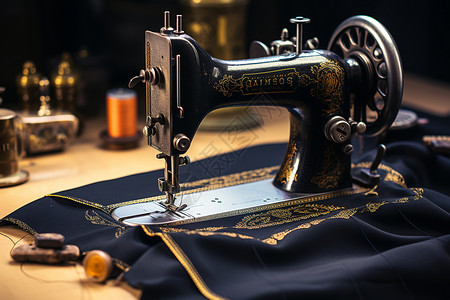 古董服装老式缝纫机背景