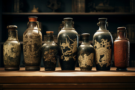 古典陶瓷酒瓶背景图片