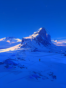 雪山下的星空夜景背景图片