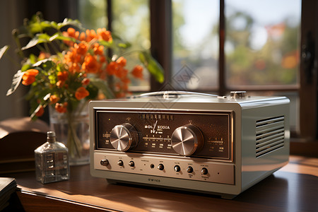 客厅的复古收音机背景图片