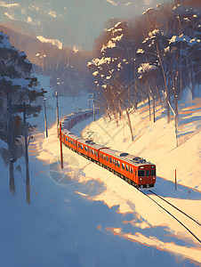 火车驾驶穿越的森林的列车插画