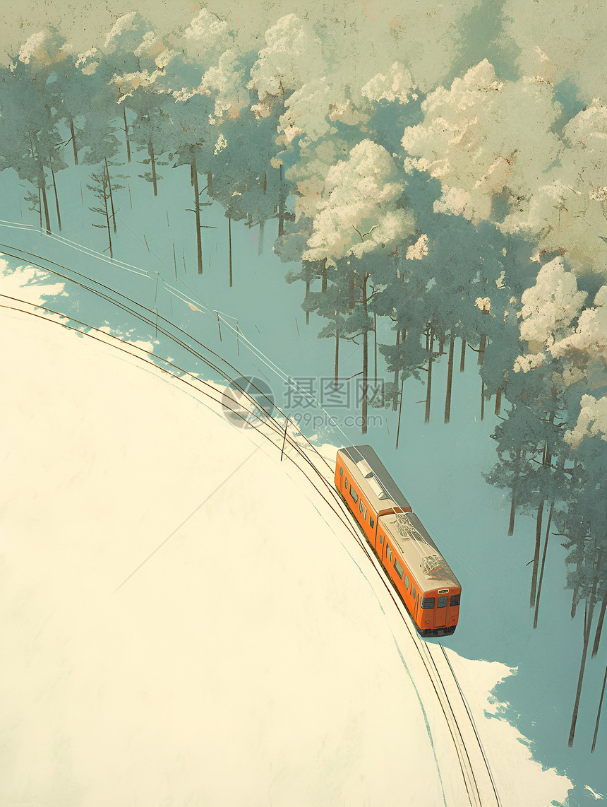 雪地轨道上的列车图片