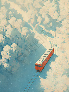 树林中行驶的列车背景图片