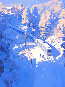 森林轨道上的列车背景图片