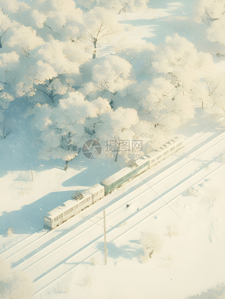 冬季户外行驶的火车图片