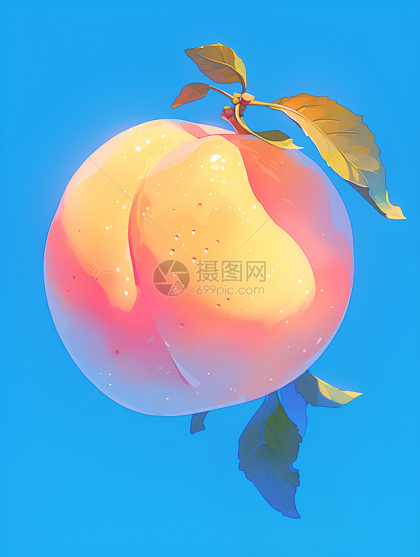 插画的水果桃子图片