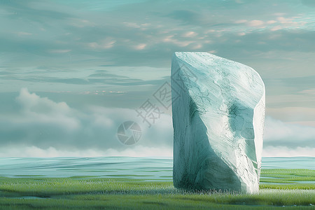 草地上的孤石背景图片