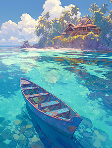 海上孤舟背景图片