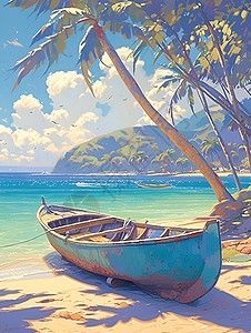 沙滩船只背景图片