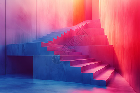 色彩斑斓的立体楼梯背景图片
