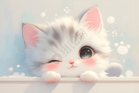 眨眼的小猫可爱小猫咪眨眼插画