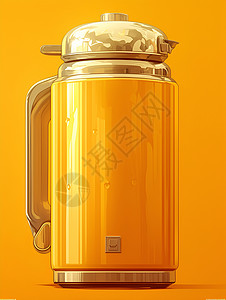 不锈钢水壶黄色的水壶插画