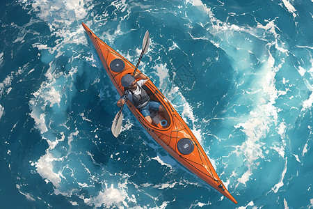 汹涌波涛中的皮划艇背景图片