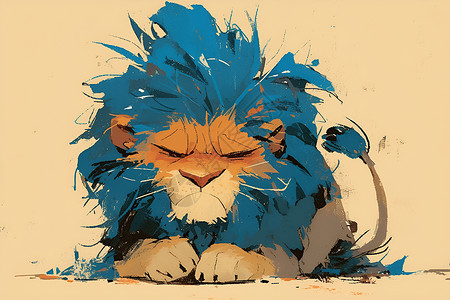 长着蓝头发的狮子背景图片