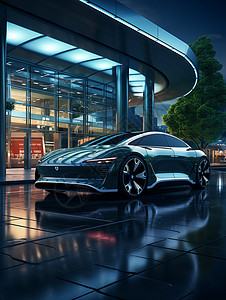 科技展示厅未来小车背景