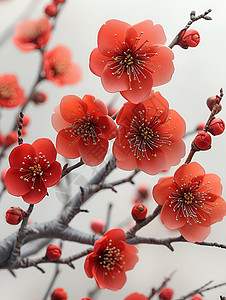 红色梅花背景图片