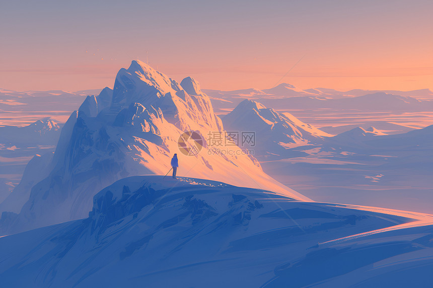 冰山上探险的旅客图片