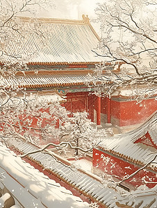 宫殿上的冰雪背景图片