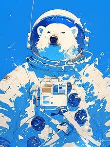 漫游太空太空漫游的北极熊插画