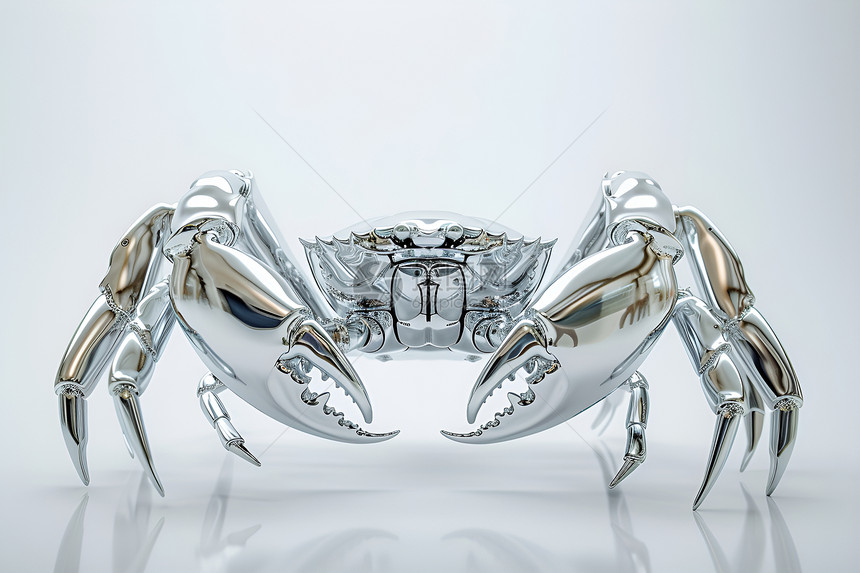 银色金属螃蟹模型图片