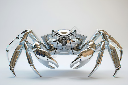 金属工艺品镜面不锈钢螃蟹插画
