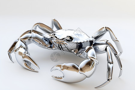 银色闪亮的铬合金螃蟹插画