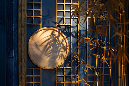 金色竹子壁画竹林房间的墙壁设计图片