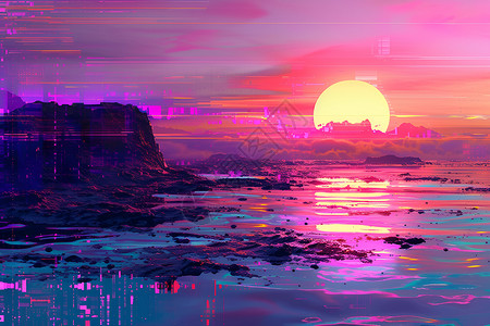 霓虹湖泊背景图片