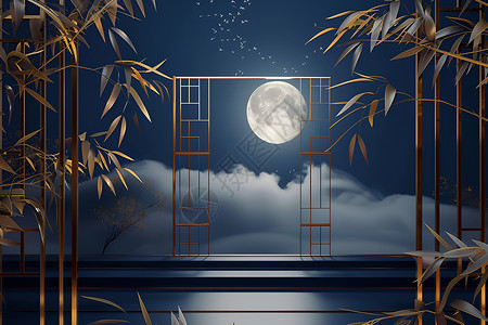 月下金竹背景图片