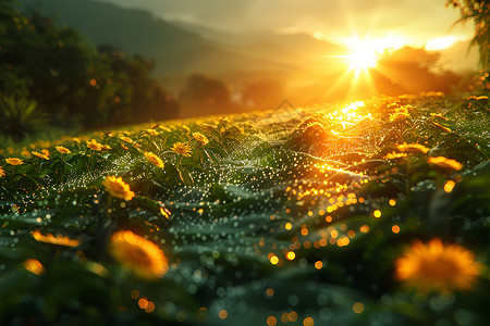 农田展现太阳能背景图片